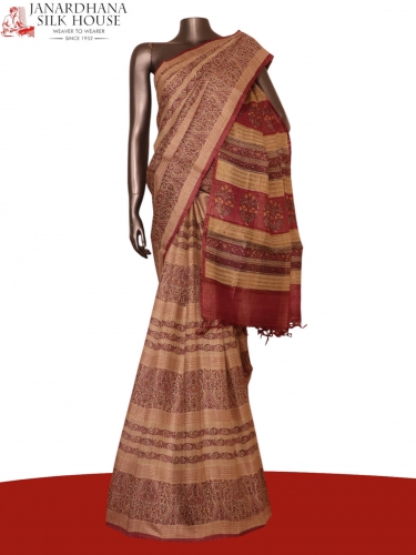 Pure Floral Tussar Silk Saree